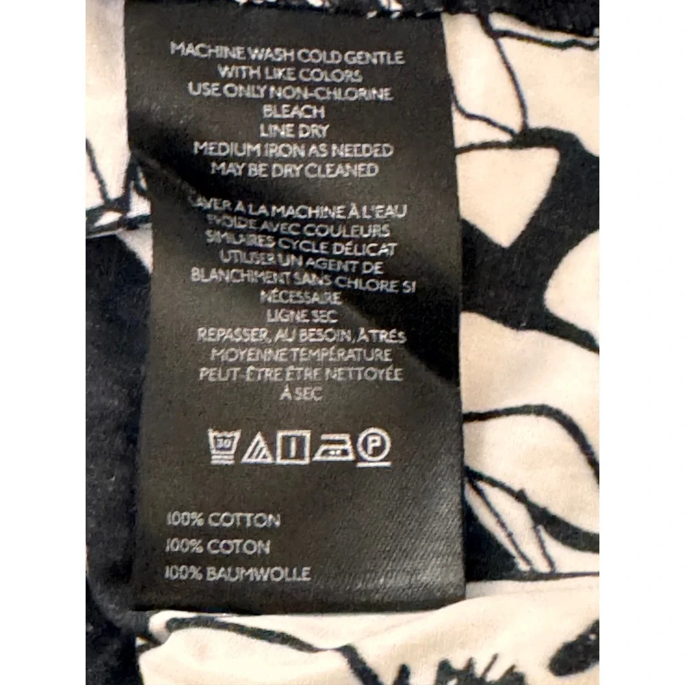 Anthropologie Somerset Dress Black White Floral Smocked Petite XL P Cotton Mini - Picture 8 of 8